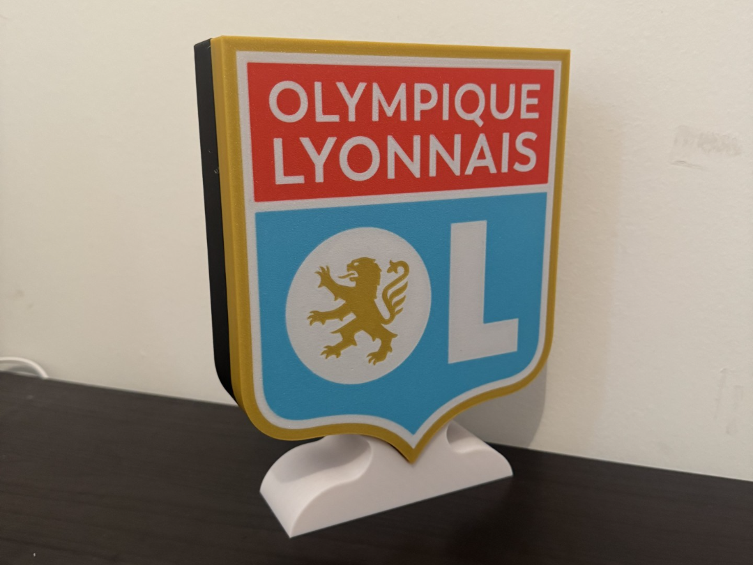 🦁 Boîte à lumière OL – Olympique Lyonnais (impression 3D personnalisée)