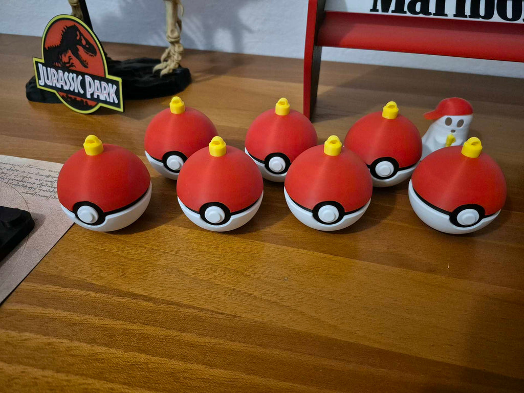 🎄 LOT DE 6 Boules de Noël Pokéball – Impression 3D personnalisée 🎅⚡