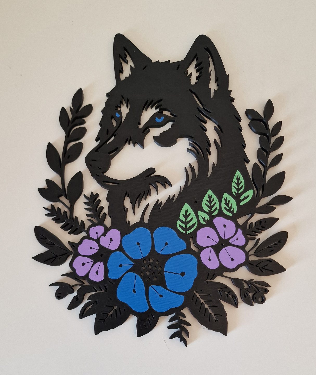 Wall art mural loup fleur