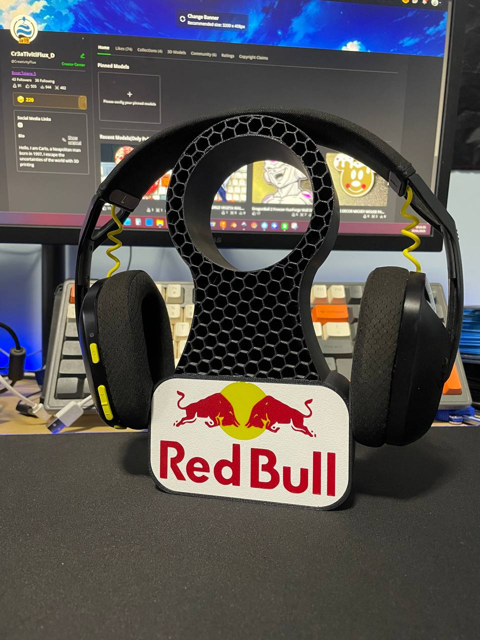 Support casque gamer Red Bull – Impression 3D, couleurs personnalisables !