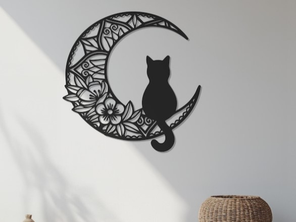 ŒUVRE MURALE chat lune 🌒