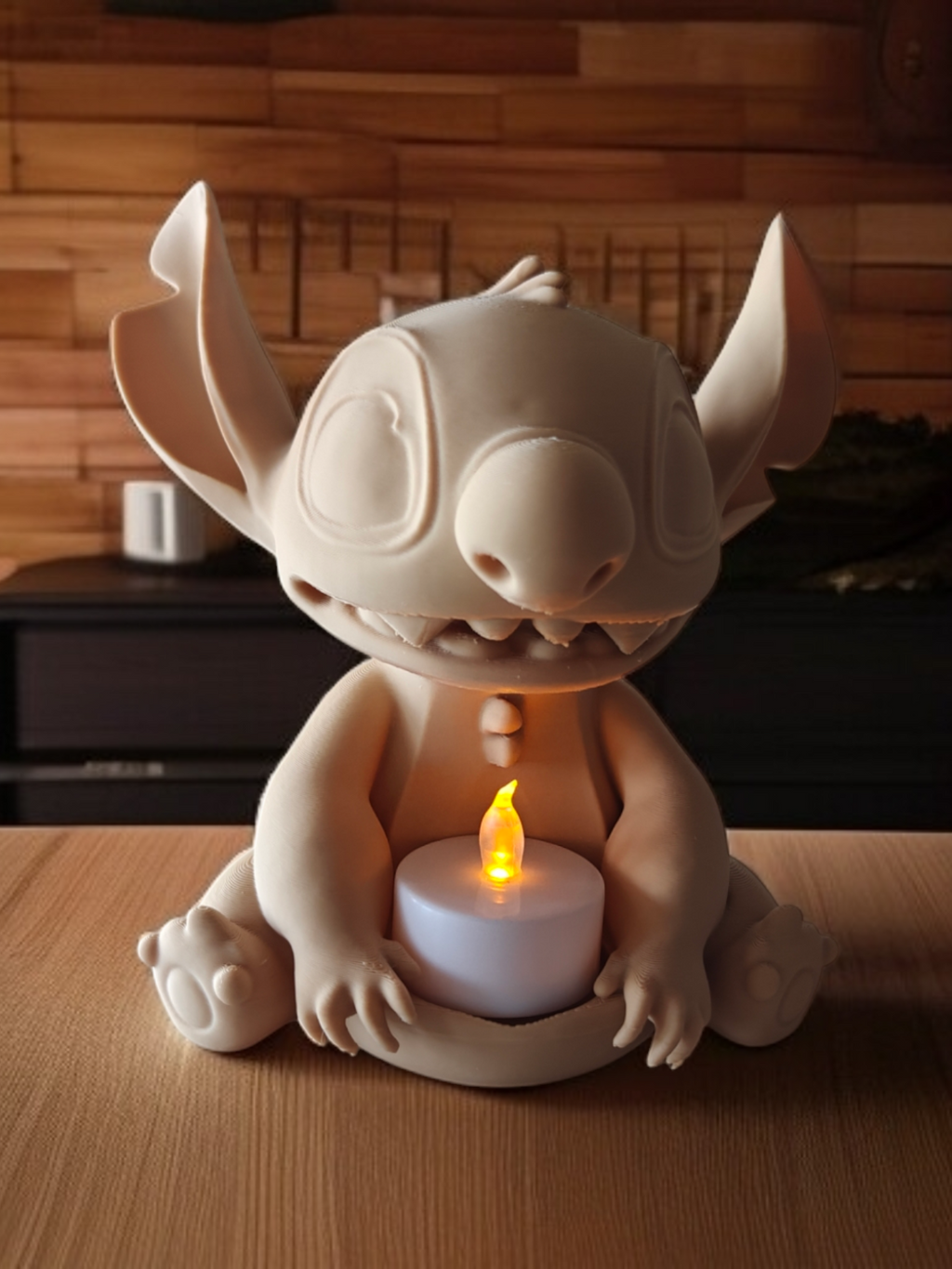 🌀 Figurine Stitch avec bougie LED – Impression 3D personnalisée 🕯️