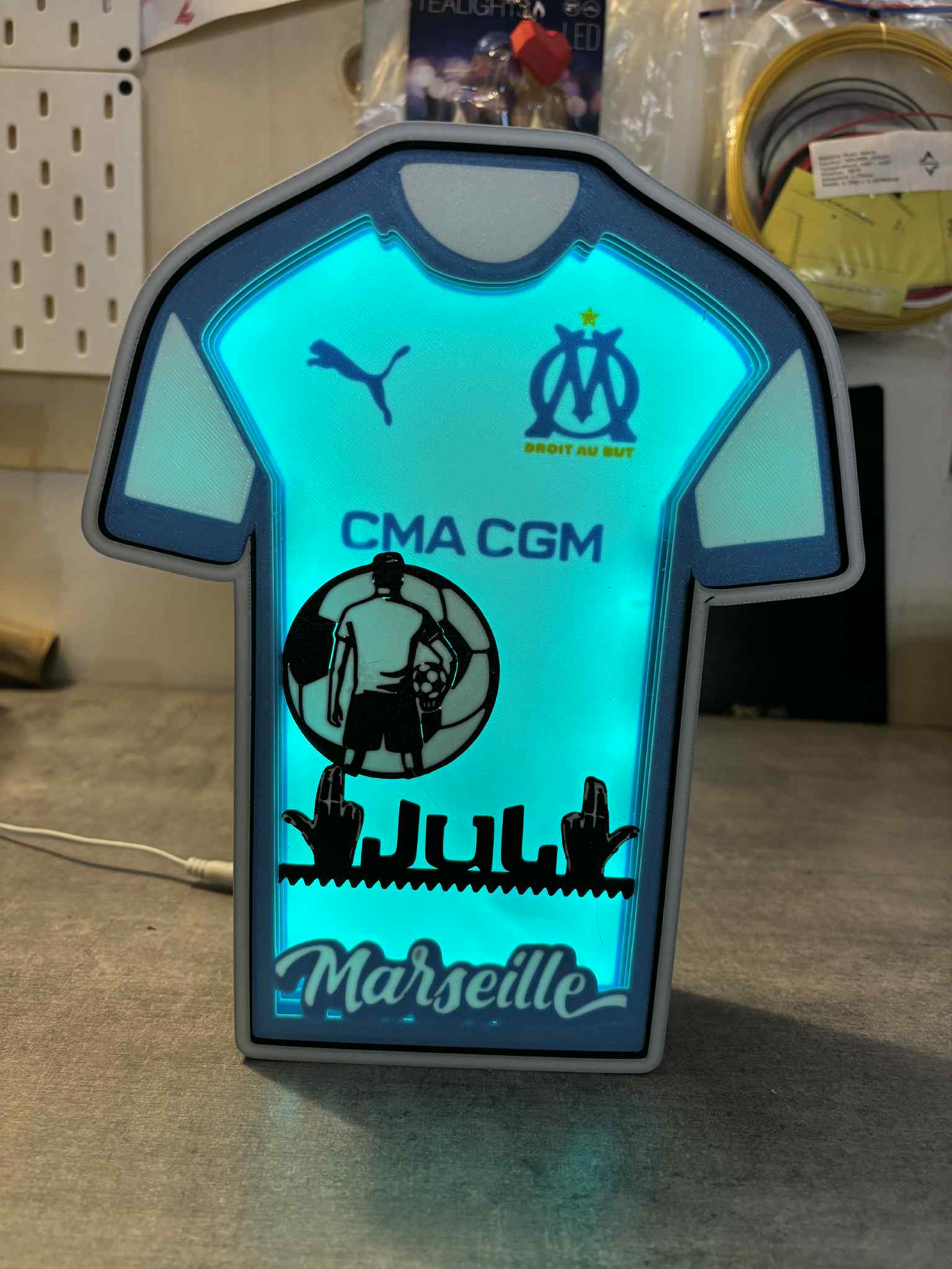 💡 Boîte à lumière OM – Impression 3D unique ⚽