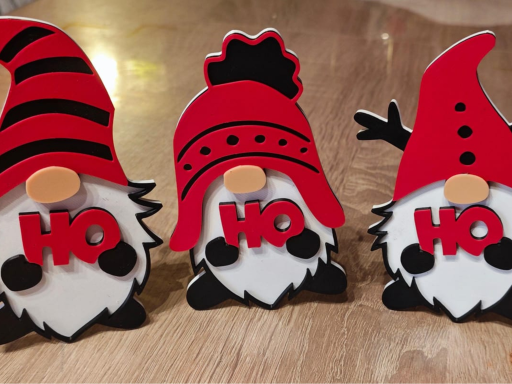 🎄 Lot de 3 gnomes décoratifs – Impression 3D 🎄
