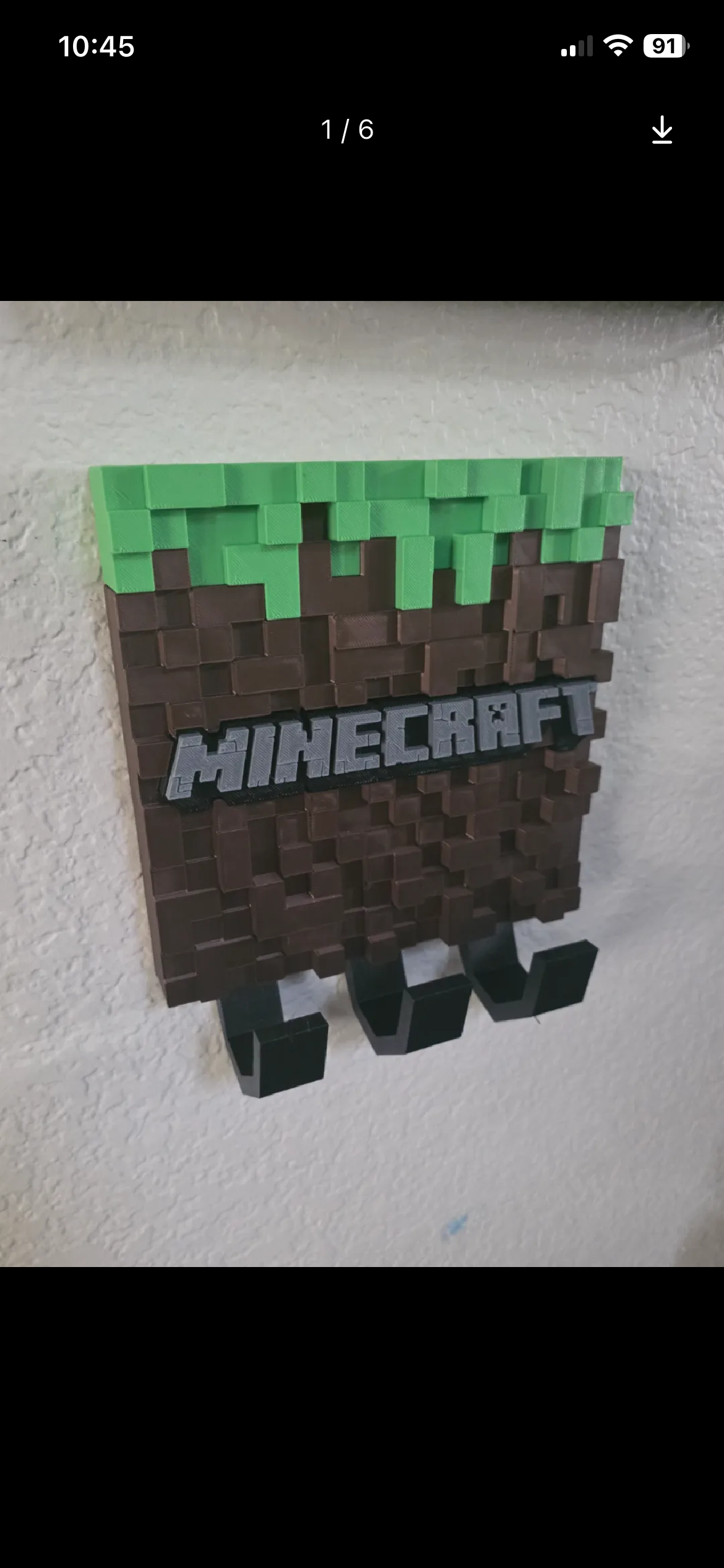 🎮 Porte-manteau Minecraft – Impression 3D – Style Bloc de Terre 🍃🟫