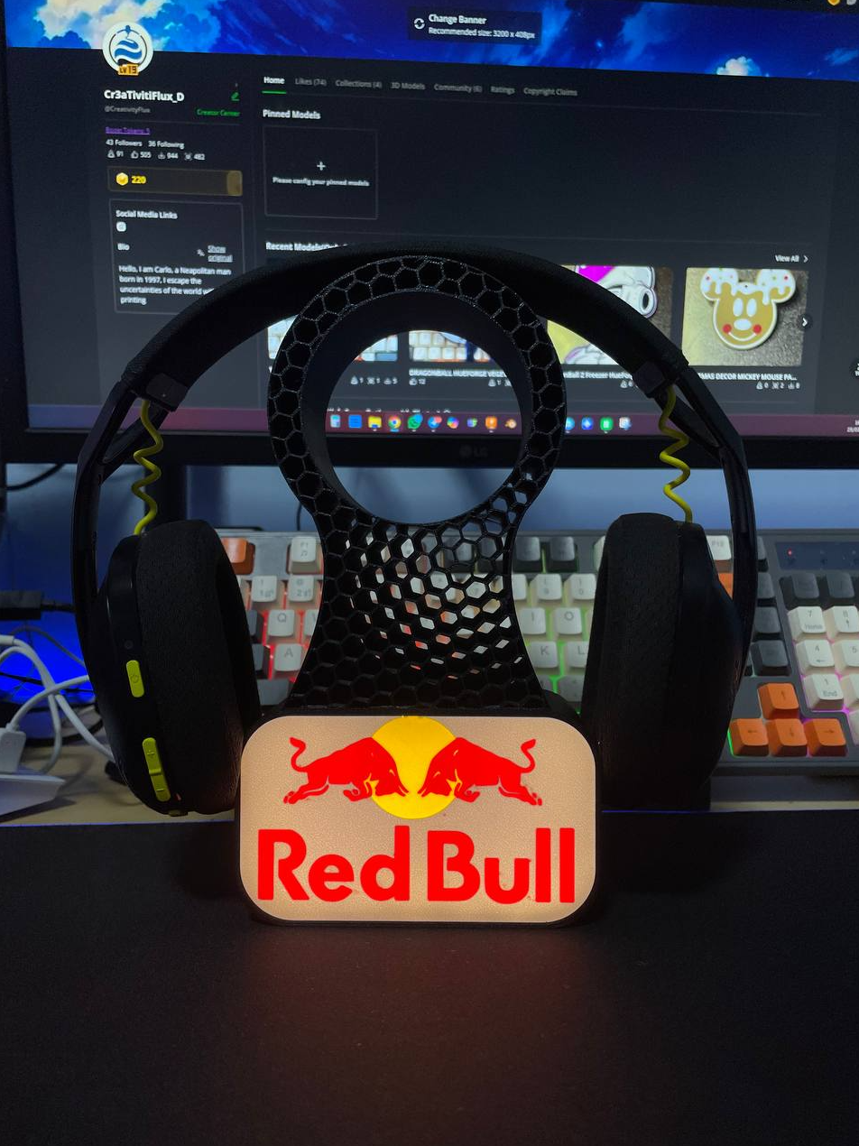 Support casque gamer Red Bull – Impression 3D, couleurs personnalisables !