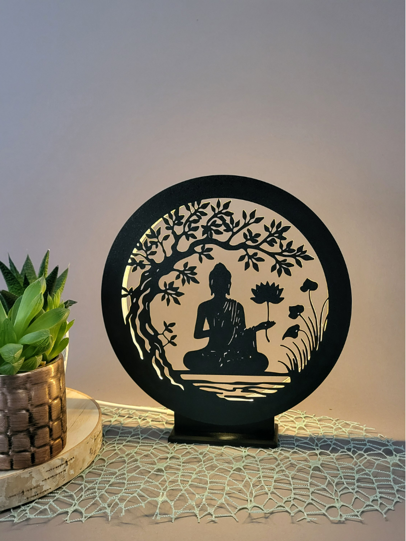 🕉️ Lampe Anneau Bouddha – 22 cm – Impression 3D – Couleur personnalisable 🌙